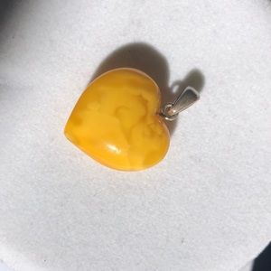 Yellow Amber Heart Pendant